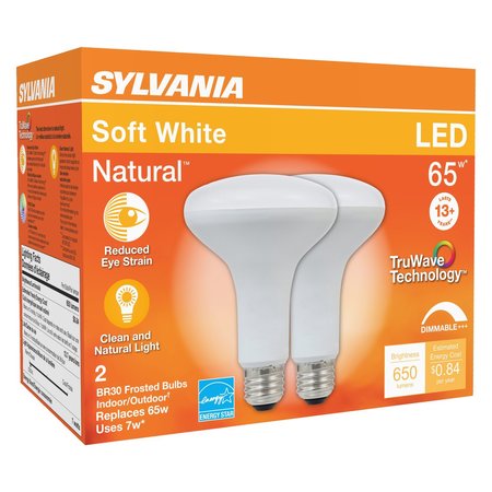 Sylvania Natural BR30 E26 (Medium) LED Floodlight Bulb Soft White 65 W , 2PK 40728
